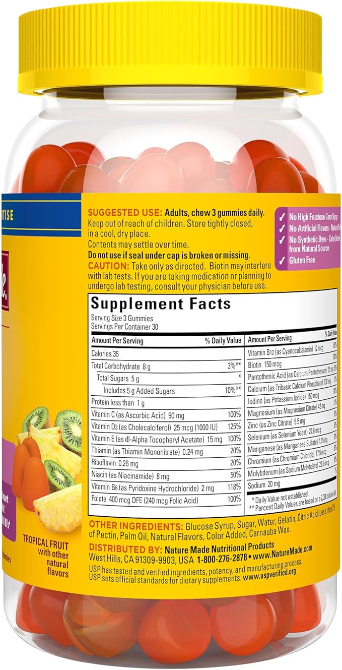 Nature Made Advanced Womens Gummy Multivitamins with Magnesium Citrate, Calcium, B Vitamins, Multivitamin Gummies for Women, 90 Multi Vitamin Gummies, 30 Day Supply,(Pack of 2)