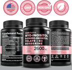 14-in-1 Women’s Inositol Complex Supplement – 40:1 Myo & D-Chiro Inositol with Folate, Vitamin D3, Zinc, Magnesium & Botanicals for Hormone & Feminine Wellness Support – (120 Capsules) (Pack of 2)