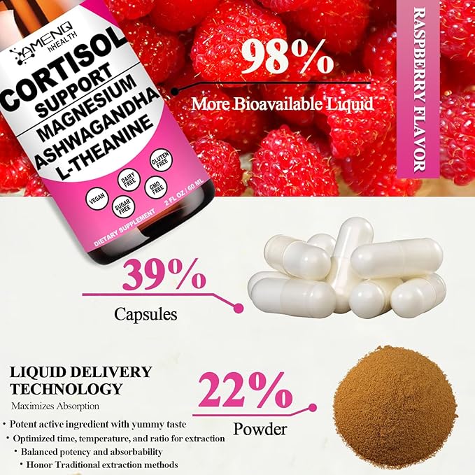 2 Pack Cortisol Supplements for Women, 17-in-1 Cortisol Calm Detox Reducer Manager w. Magnesium Ashwagandha Theanine, Cortisol Liquid Drops for Relax, Recess Mood & Hormone Harmony, Cortisol Drink Mix