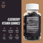 Sambucus Black Elderberry Gummies with Zinc and Vitamin C by Healthy Heist, 140 Gummies, Chewable Immune Support for Adults and Kids, Non GMO, Kosher, Pectin, Vegan, Delicious Berry Flavor