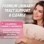 D-Mannose Gummies 2000mg with Cranberry 500mg & Hibiscus - D Mannose Chewable Supplements for Women - Liver, Bladder Flush & Urinary Tract Cleanse Health Supplement, 60 Counts