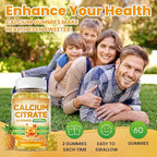 Calcium Citrate Gummies - 1200mg Calcium Gummies Supplements for Women & Men with Vitamin D3, K2, Magnesium, Zinc High Absorption for Bone, Muscle & Immune Support, Pineapple Flavor, 60 Count