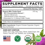 FarmHaven USDA Organic Milk Thistle Capsules | 30X Concentrated Seed Extract & 80% Silymarin Standardized - Supports Liver Function and Overall Health | Non-GMO | 120 Vegan Capsules
