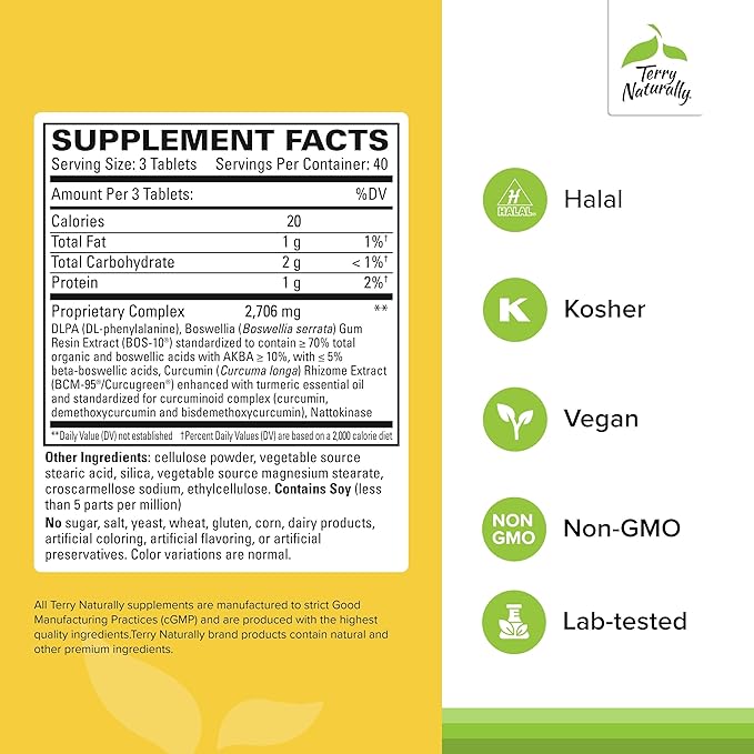 Terry Naturally Curamin Extra Strength - Curcumin & Boswellia for Healthy Circulation Support - Turmeric Supplement to Aid Joints, Muscle Health & Endorphin Production - 120 Tablets (Pack of 2)