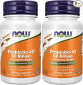 NOW Foods Supplements,Probiotic-10™,50 Billion,with 10 Probiotic Strains,Strain Verified,50 Veg Capsules,(Pack of 2)