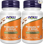 NOW Foods Supplements,Probiotic-10™,50 Billion,with 10 Probiotic Strains,Strain Verified,50 Veg Capsules,(Pack of 2)