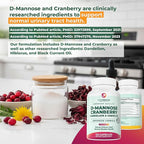 PurePremium D-Mannose with Cranberry, Hibiscus & Dandelion - 1000mg D-Mannose Supplements for Women Supports Urinary Tract Health & Bladder Health - Made in USA, Vegan, 120 Capsules, 2 Month Supply