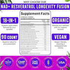 Adndale Liposomal NAD Supplement. Longevity Formula NMN Supplement Alternative. 90CT Advanced NAD+ Resveratrol