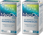 Mag-Ox 400 Magnesium Supplement, Pharmaceutical Grade Magnesium Oxide with 482 mg Per Dose, 120 Tablets, Pack of 2