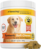 Amazing Turmeric for Dogs Curcumin Pet Antioxidant - Eliminates Joint Pain Inflammation, 90 Bacon Soft Chews