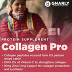 Gnarly Nutrition Collagen Peptides – Collagen Pro with Vitamin C, Zinc & Copper – NSF Certified Collagen Powder – Unflavored, 10 Stick Packs