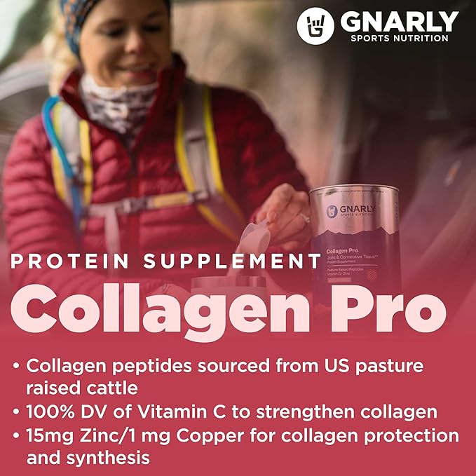Gnarly Nutrition Collagen Peptides – Collagen Pro with Vitamin C, Zinc & Copper – NSF Certified Collagen Powder – Unflavored, 10 Stick Packs