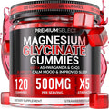 Magnesium Glycinate Gummies for Adults 500mg 120 Sugar Free Gummies Calm and Sleep Support with Ashwagandha Lemon Balm and CoQ10 Magnesium Supplement for Stress and Relaxation