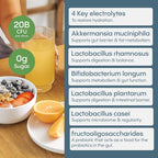 Hydralyte Plus Metabolic Support - GLP-1 Weight Loss Management and Gut Health - 5in1 Probiotic Blend - Akkermansia Muciniphila + Prebiotic Fiber + Electrolytes - Sugar Free (30 Packets)