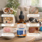 Yeast Infection Treatment for Dogs - Dog Ear, Paw & Skin Itch Relief, Improves Coat & Skin, Inflammation Relief - All Breeds & Sizes - 2 fl oz (60ml) (1)