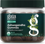Gaia Herbs Organic Ashwagandha Gummies - Stress Support* - Made with Cinnamon & Ginger - Gluten Free & Vegan - 81 Count (27 Servings)