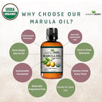 Pure Carrier and Essential Oils for Skin Care, Hair, Body Moisturizer for Face-Anti Aging Skin Care (Marula Oil Organic, 1oz)