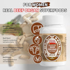 Well&Whole Grassfed Beef Organ Supplement Capsules, Organic Female & Male Bovine Organ Complex, Grass Fed & Pasture Raised, Total Body Wellness Support, 60 Capsules, 60 Days Supply