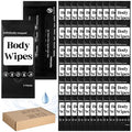 300 Pcs 60 Pack Body Wipes for Adults Bathing No Rinse Individually Wrapped Shower Wipes Washcloth with Aloe Cleansing Body Wash Cloths Disposable Bulk Deodorant Homeless(Black Background)