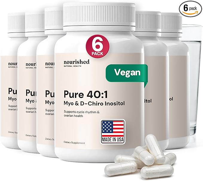 Nourished 40:1 Myo-inositol & D-Chiro Inositol Supplement for Women with Fertility, Skin Health, or Menstrual Cycle Symptoms - Hormone Balance for Women - 720 Capsules