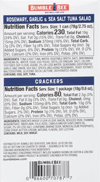Bumble Bee Snack On The Run! Protein Snack Pack - 8g Protein per Box - Rosemary, Garlic, Sea Salt Tuna Salad with Crackers Kit - Ready to Eat Easy-Open Can - Wild Caught MSC-Certified Tuna (Pack of 1)
