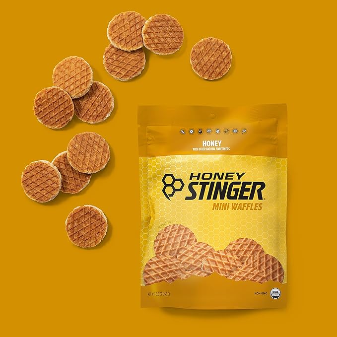 Honey Stinger Organic Mini Honey Waffles, Energy Stroopwafel for Exercise, Endurance and Performance, Sports Nutrition for Home & Gym, Pre and Post Workout, 5 Bags, 26.5 Ounces