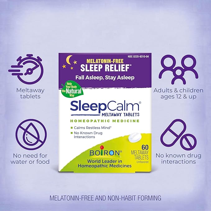Boiron SleepCalm Tabs - 100 Count for Deep, Relaxing, Restful Nighttime Sleep - Melatonin-Free and Non Habit-Forming Sleep Calm Meltaway Tablets