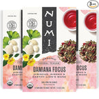 Numi Organic Damiana Focus Herbal Tea – 48 Herbal Tea Bags – Caffeine Free Blend with Damiana Ginkgo Lion’s Mane Hibiscus Mint & Licorice for Mental Clarity & Natural Energy