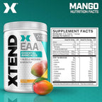 Xtend Scivation EAA + BCAA Powder | Muscle Recovery & Lean Muscle Growth | 9 Essential Amino Acids for Intra Workout or Post Workout Recovery | 10g EAAs Per 2 Servings | Mango 40 Servings