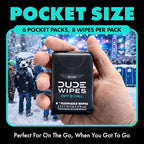DUDE Wipes Mint Chill Pocket Packs - Travel Wipes - 6 Packs of 8 (48 Count) - On-The-Go Adult Flushable Wipes - Infused with Tea Tree Oil, Vitamin E, and Aloe - Septic and Sewer Safe