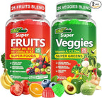 Super Greens Gummies, Daily Green Superfood Supplement w/Spirulina, Chlorella, Mushrooms, Probiotics, Multivitamins, 50+ Super Greens & Veggies Gummies to Boost Immunity, Energy & Gut Health, 120cts