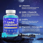 WEEVIT L-Theanine Gummies, L-Theanine GABA Supplement with 5-HTP, Ashwagandha, Magnesium, Vitamin B6, B12 - Melatonin-Free for Adults - Non-GMO, Vegan