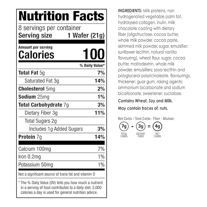 BariWise Protein Wafer Bar, Vanilla, Low Sugar, Low Calorie, Low Carb Keto Friendly Snack (8ct)