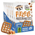 Lenny & Larry's FITZELS Protein Pretzels [Caramel Fix] – 8 x 3oz Bags of High Protein Snacks with 20g Plant Based Protein – Vegan Snack – Incredibly Tasty with Salty Crunch