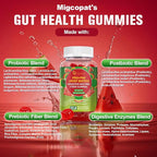 Migcopat Pre Post Probiotics Gummies, Probiotic Prebiotic Postbiotic Digestive Enzymes with Fiber, 120 Billion CFU Probiotics - Digestive Health, Sugar Free, Vegan, Watermelon, 60 Gummies