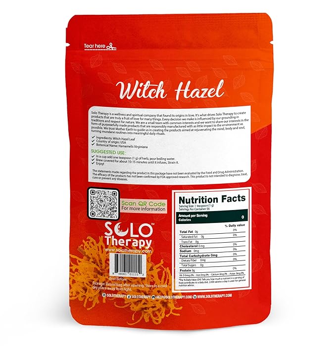Witch Hazel Leaf Herbal Tea - 56 grams - Resealable Bag - Premium Quality (Witch Hazel Leaf)