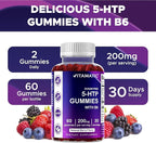 Vitamatic Sugar Free 5-HTP 200mg Gummies with B6 – 60 Pectin-Based Gummies – Mood Support & Stress Relief