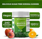 Vitamatic Moringa Gummies – Sugar-Free 50:1 Plant-Based Extract – Green Superfood – Pectin-Based, Vegan, Non-GMO – 240 Gummies