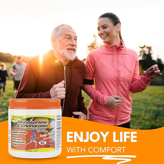 Arymar Glucosamine Chandroitin Powder (1500mg/1200mg) - Joint Health Support Supplement - Helps Maintain Mobility & Flexibility - High Absorption Formula - 300g (10.5 oz) (2, 20.3)