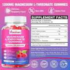 Magnesium L-Threonate 1200mg Gummies to Support Focus & Muscles, Sugar-Free Raspberry Flavor, 120 Count for Adults & Kids