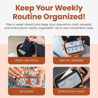 Made Easy Kit Pill Case - Weekly Medicine Organizer with Removable Seven-Day Vitamin & Supplement Box (Light Brown Woods)