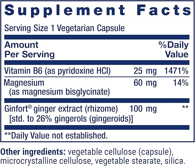 Life Extension Daily PMS Relief, Menstrual Comfort Supplement, PMS-Related Cramps, Lower Back discomfort, Mood, Ginger, Magnesium, B6, Gluten-Free, Non-GMO, 60 Capsules