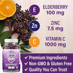 NEW AGE Immune System Support Gummies - Sambucus Black Elderberry Gummies with Vitamin C and Zinc (180 Count (Pack of 3))