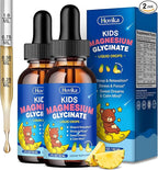 2 Pack Kids Magnesium Glycinate Liquid with L-Theanine Omega-3, Vitamin B6, D3, Zinc, Magnesium Liquid Drops for Kids Sleep, Relaxation, Calm & Focus, Pineapple Flavor