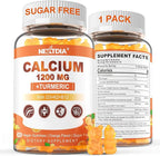 Calcium Gummies with Turmeric for Women & Men - Calcium 1200mg with Vitamin D3 K2 B12 5000 IU & Zinc, Suger-Free Calcium Supplement for Bone, Muscle Strength & Immune Support - Vegan(60 Count)