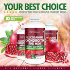 Bio Naturals Liquid Glucosamine Chondroitin MSM Pharmaceutical Grade Supplement with Hyaluronic Acid – Maximum Strength Joint Support - 32 fl oz