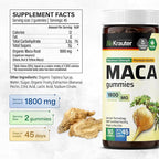 BIO KRAUTER Maca Root for Women and Men - Black, Red & Yellow Maca Supplement 1800 mg for Drive, Performance & Energy Support - 90 Gummies, 45-Day Supply, Non-GMO, Banana Flavor