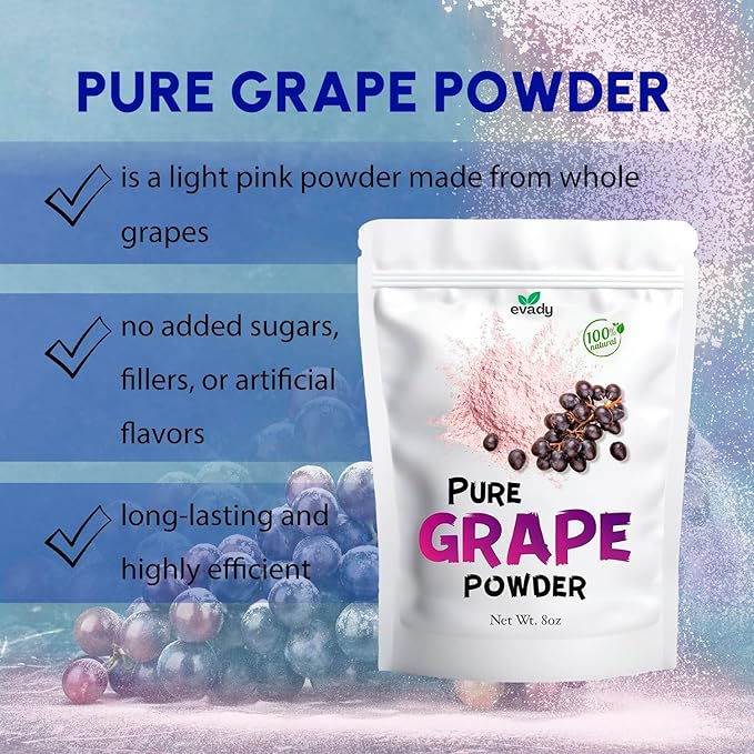 Grape Powder 8 oz - Natural Skin Seeds Pulp Powder, Great for Cooking and Drinks