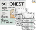 The Honest Company Hypoallergenic Multi-Use Baby Wipes for Sensitive Skin Baby Pattern Play 576 Count