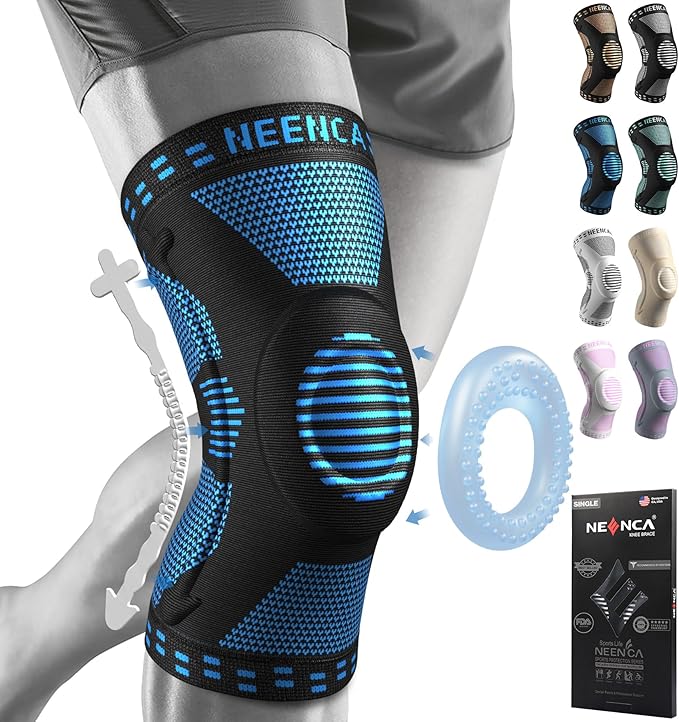 NEENCA Professional Knee Brace for Pain Relief, Medical Knee Support with Patella Pad & Side Stabilizers, Compression Knee Sleeve for Meniscus Tear, ACL, Joint Pain, Runner, Workout (Blue, X-Small)